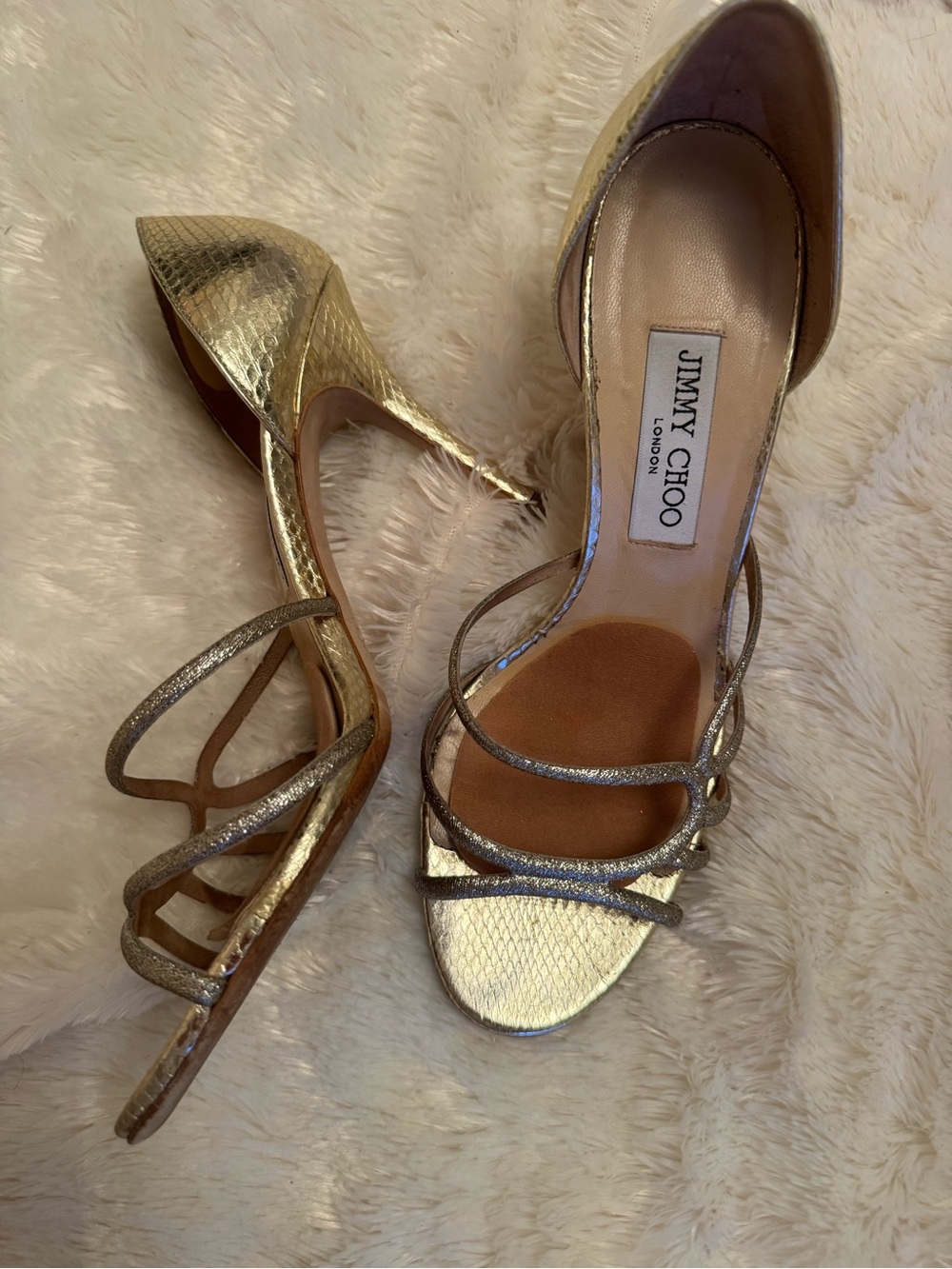Jimmy Choo Metallic Gold Strappy High-Heel Sandals